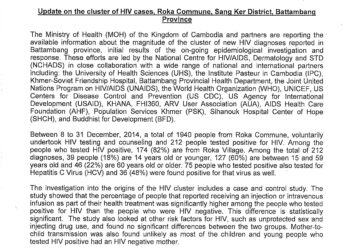 Joint Press Release The Ministry of Health, Kingdom of Cambodia, World Health Organization (WHO) and Joint United Nationals Program on HIV/AIDS (UNAIDS)