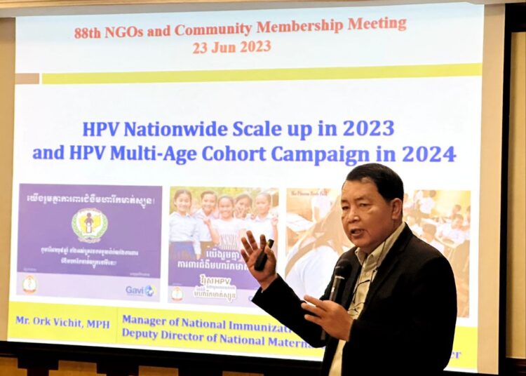 Mr. Ork Vichit presents HPV Nationwide Scale up in 2023 and HPV Multi-Age Cohort Campaign in 2024